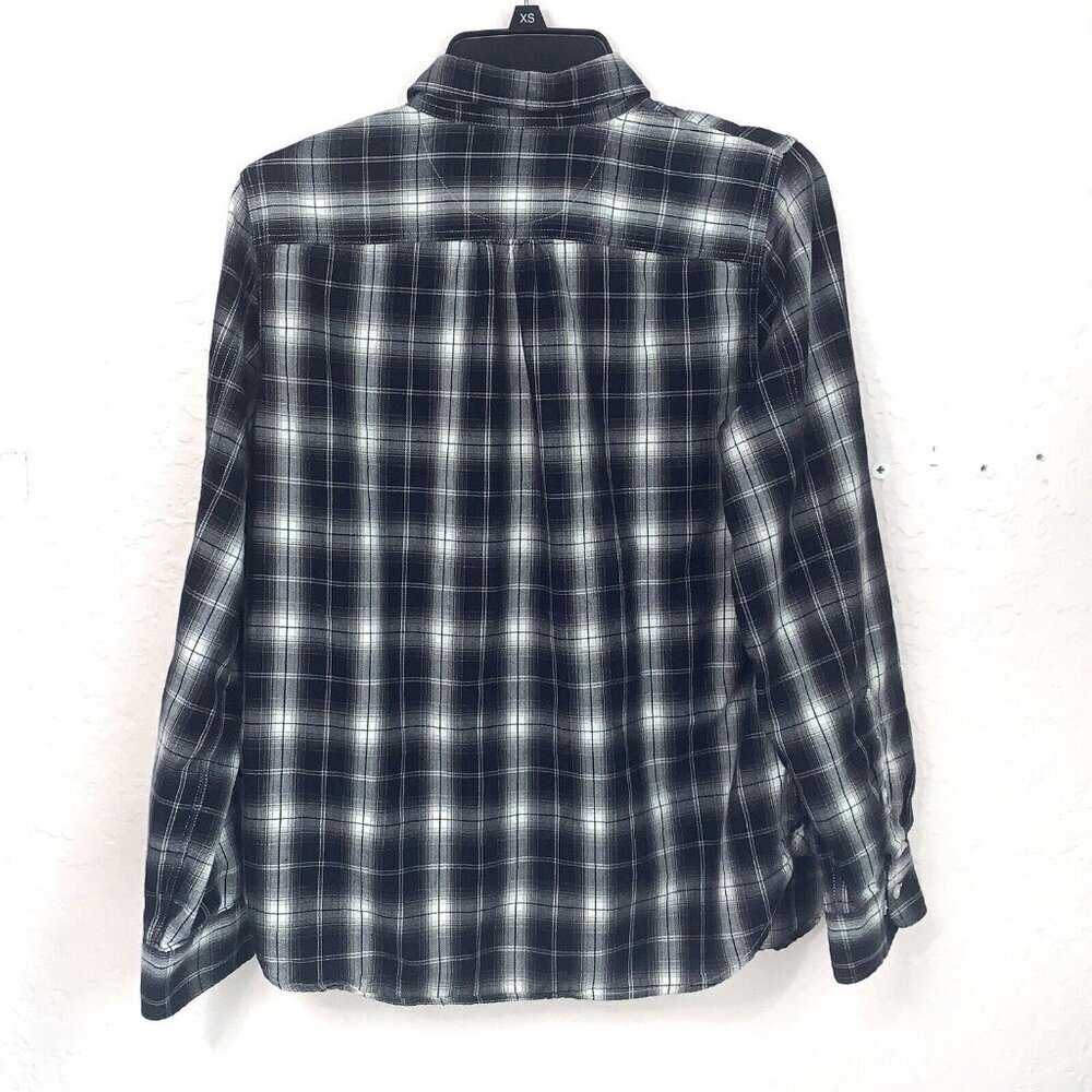 Ralph Lauren plaid flannel shirt Womens Medium‎ Black Cream Lauren Jeans Cotton - Picture 3 of 12